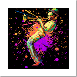 Abstract Musician Playing Trumpet Posters and Art